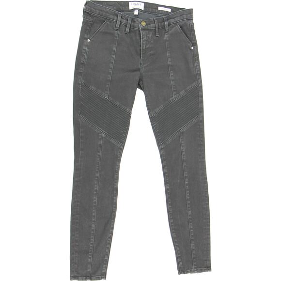 Frame Denim Le Skinny Black Biker Moto Jeans 32 X 29 - Picture 1 of 4